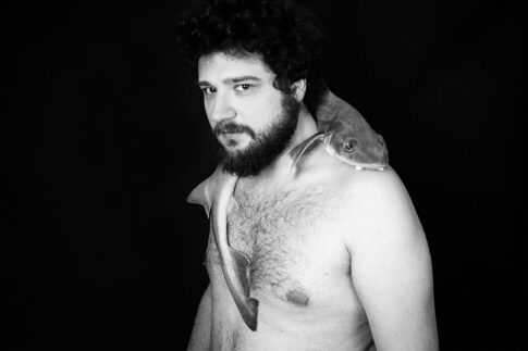 Artistic male portrait from the nude and fish theme of Jenny Liedholm