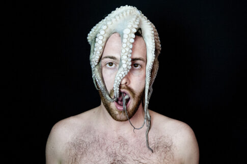 Man with octopus from the fish and nude series of Jenny Liedholm